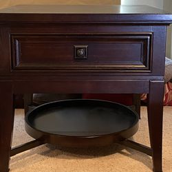 Side / End Table Dark Brown Solid Wood