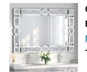 Large Decorative Wall Mirror with Crystal Frame