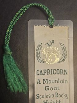 BOOKMARK CAPRICORN, Woven With Tassel, E. Pietsch, Vintage, 1970s, ZODIAC