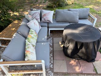 Outdoor sectional couch and table