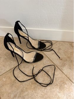 Lulus Black Lace-Up Heels – Size 9