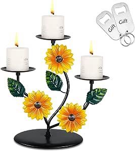 Sunflower Black Candle Holders