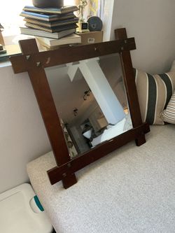 Square Wood Frame Mirror