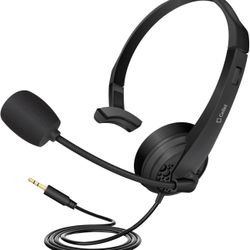 Wired Hands Free Headphones with 3.5mm Jack, Compatible to Computer Cellphone Headphone PC Skype Webinar Smart Phone Call Center Use Hands Free for de