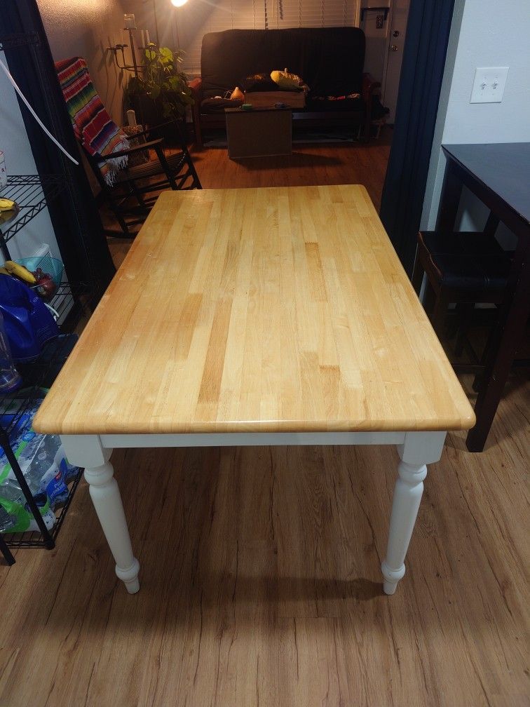 Vintage Wood Sturdy Table Kitchen Living Room 
