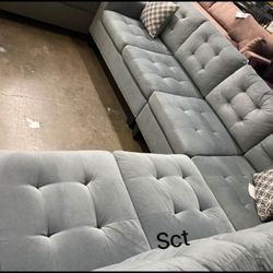 Brand New Logan Gray Reversible Sectional Couch 