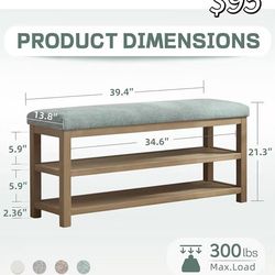 😀 Shoe Rack Bench with Cushion, 2 Tier Solid Wood Storage Bench, Mid-Century Modern Shoe Bench for Entryway, Hallway, Closet, Front Door Entrance, Fo