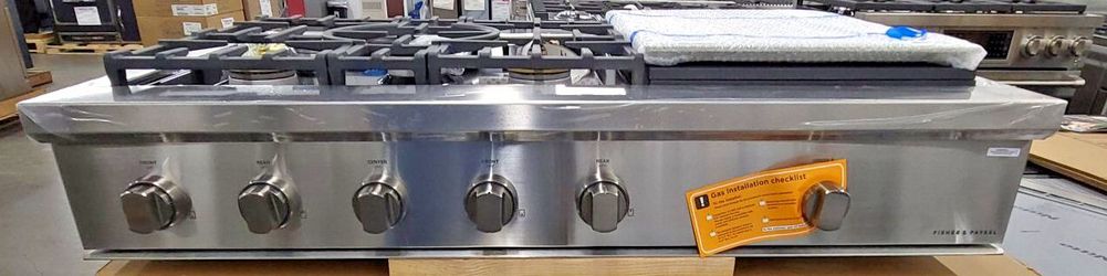 FISHER PAYKEL 48" SERIES 9, 5 BURNER GAS WITH GRIDDLE RANGETOP LIQUID PROPANE