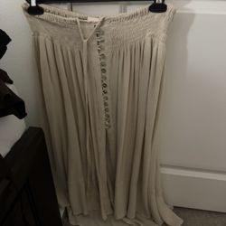 Chic Beige Maxi Skirt with Button Detail