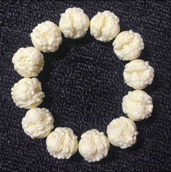 Antique Deer Antler hand carved bead bracelet