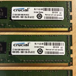 32GB (4×8GB) DDR3 ECC RAM – Crucial CT102472D160B.M18FED