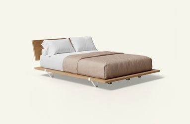 The Floyd Platform Bed Queen Birch + Headboard