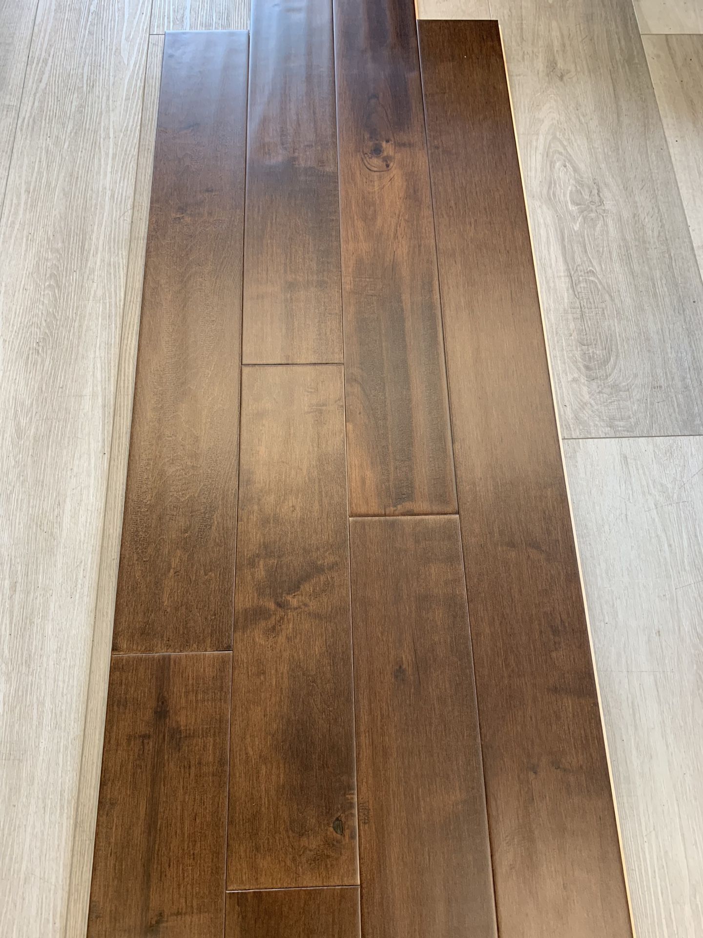 Pre-finished Solid 3/4” maple hardwood flooring “Old Leather” @ 3. 99/sf