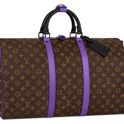 Rare Louis Vuitton Macassar Keepall Bandouliere 50 Purple Virgil Abloh M46257