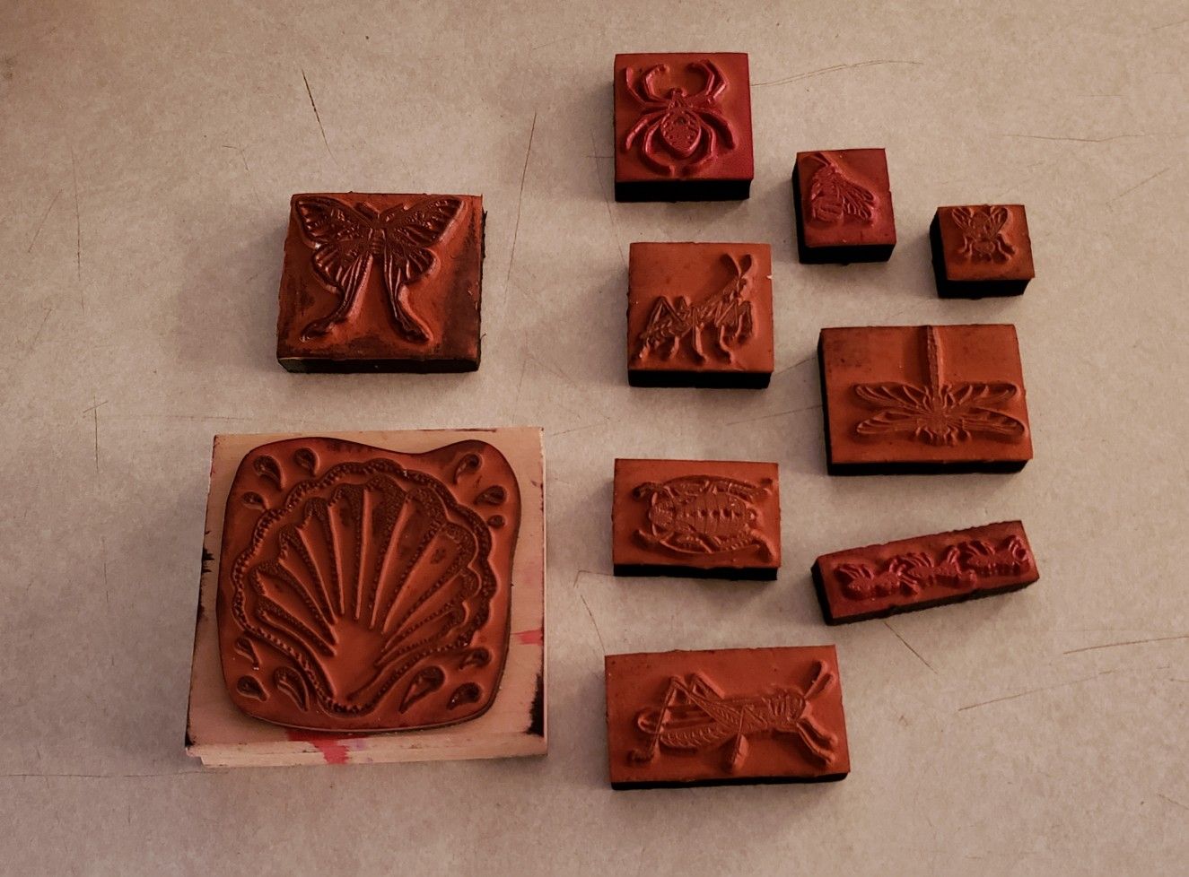 Lot of 10 rubber crafting stamps