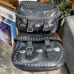 Vintage Harley Davidson Saddlebags Set Studded Motorcycle Bag
