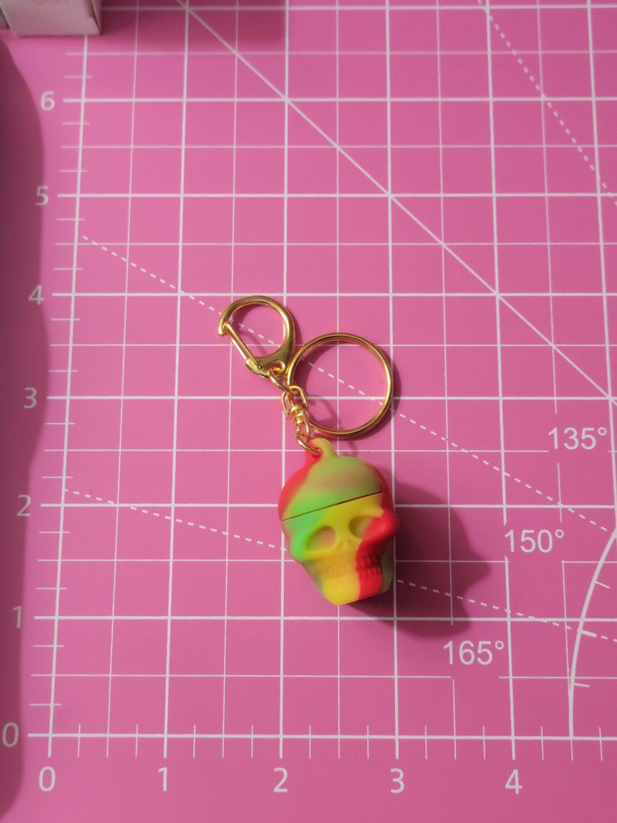 3ml RED/YELLOW/GREEN  SILICONE SKULL STORAGE CONTAINER KEYCHAIN 