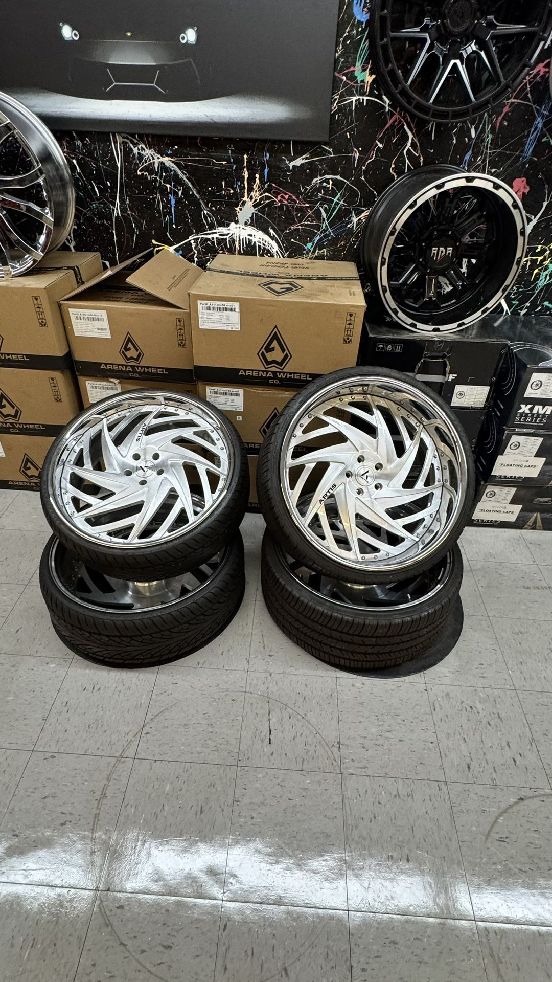 Artis 24s Stagger 5x120 Chevy Cutlass Skylar WITH MATCHING STEERING WHEEL