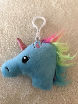 Blue Rainbow Hair Unicorn Keychain