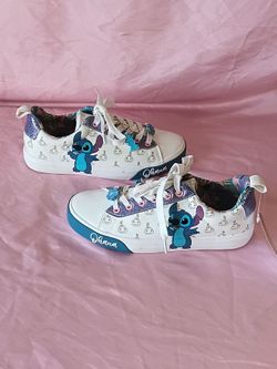 Lilo & Stitch Low Court Sneaker Shoes Womens Size 7 White GroundUp Disney