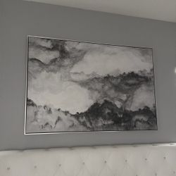 HomeGoods Large Framed Grey And White Art