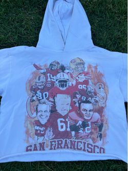White 49ers cut off hoodie