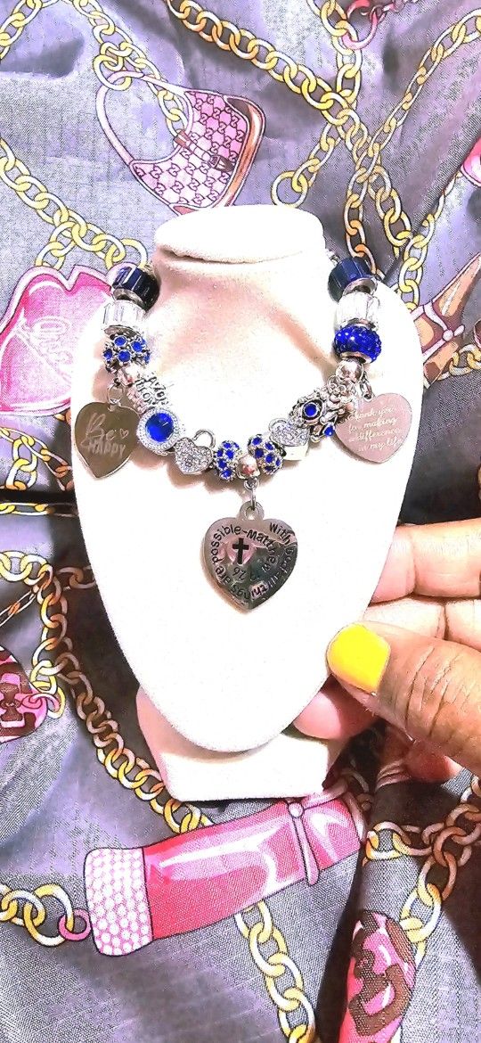 Blue Charm Bracelet 7.5 Size Regular