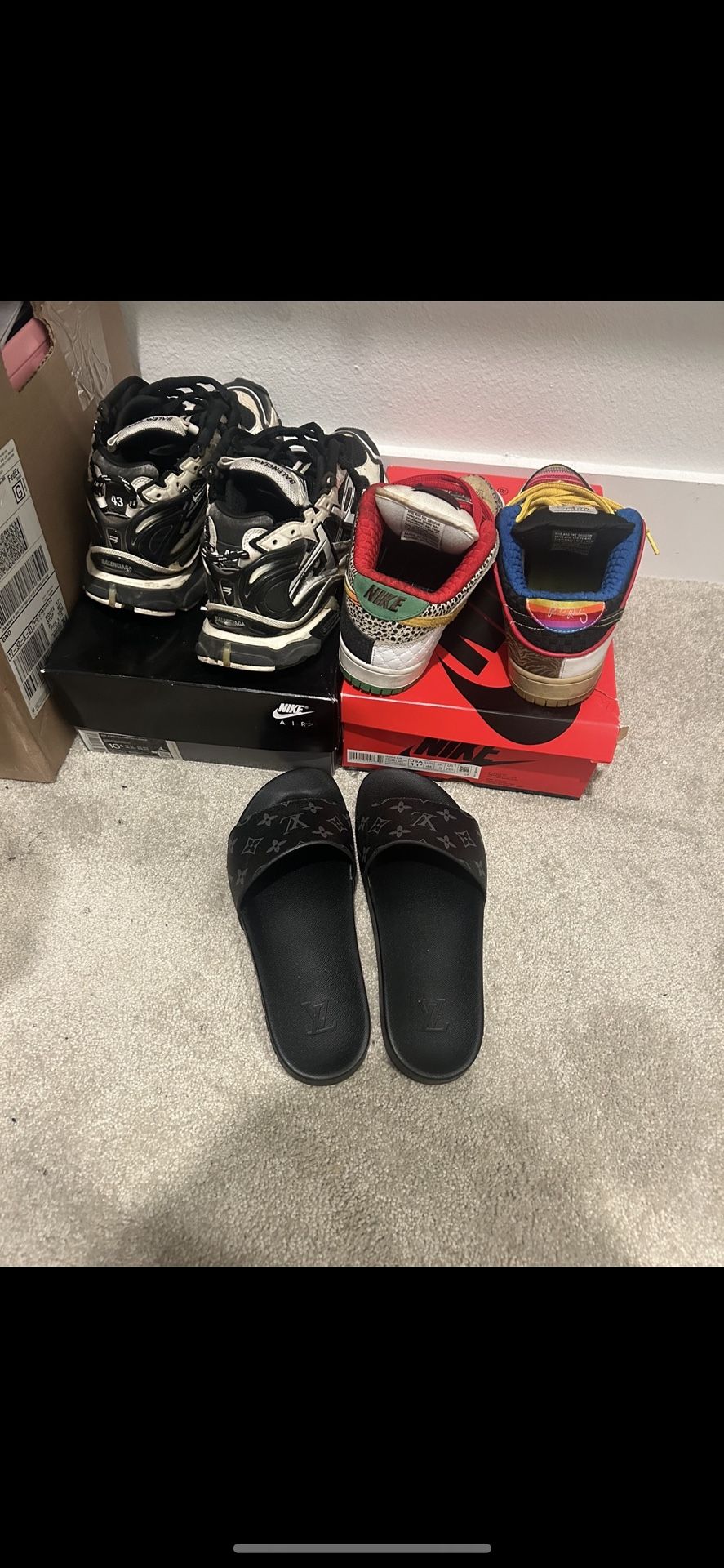 Balenciaga And LV Slides