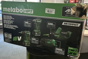 Metabo HPT MultiVolt 4-Tool 18-V Brushless Power Tool Combo Kit Case 2-Batteries