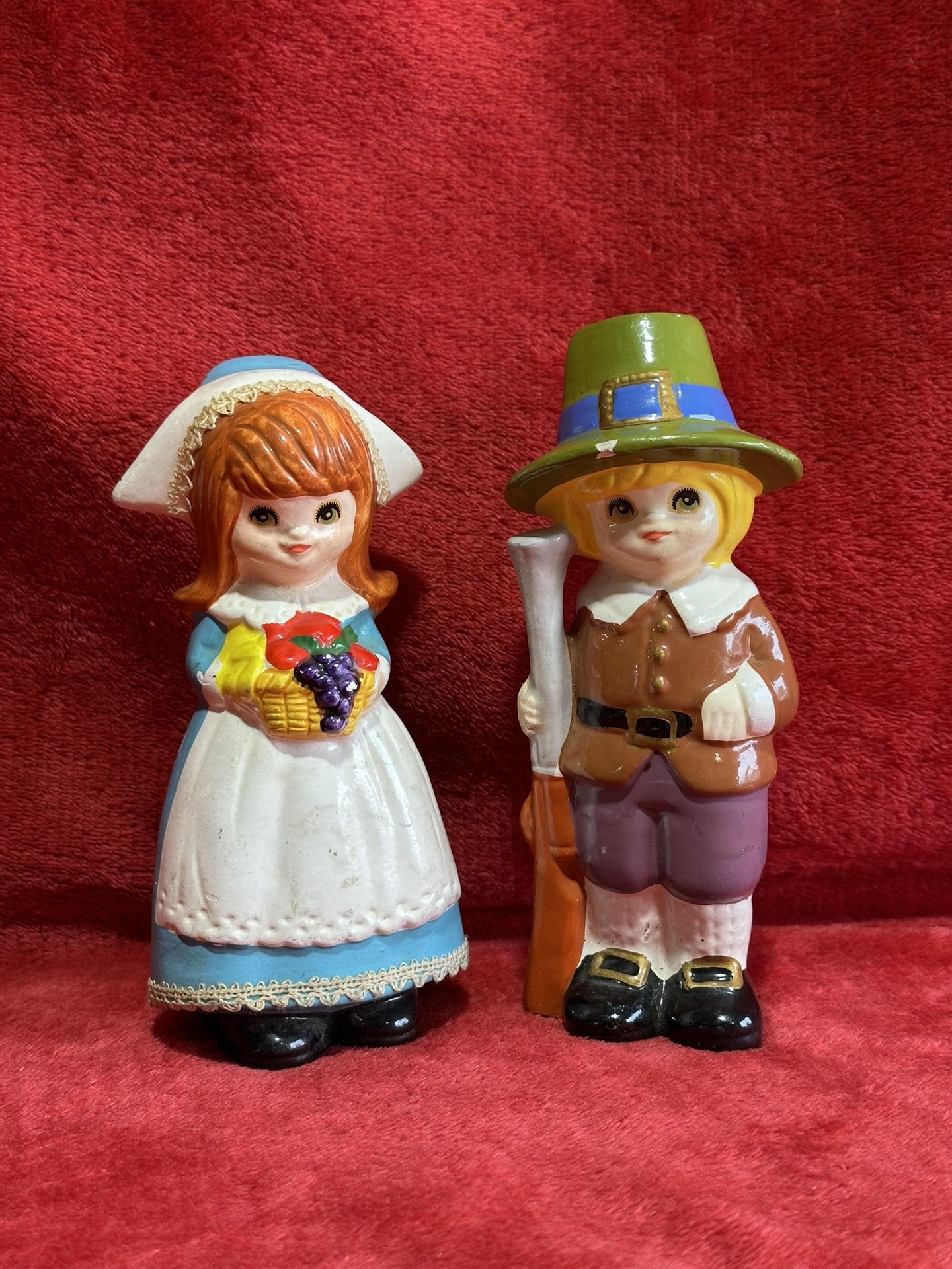 π¦ Vintage Napco Pilgrim Boy & Girl Figurines β Made in Japan β Thanksgiving Decor
