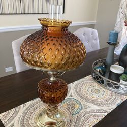 Vintage Amber Hurricane Electric Lamp