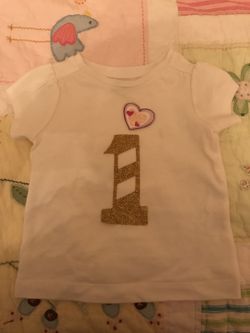Handmade 1st Birthday Top with Gold 1