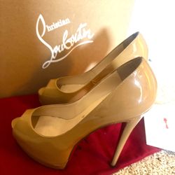 Christian Louboutin Beige Peeptoe Heels 