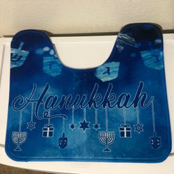 Hanukkah 3pcs Bathroom Rug Set - Ultra Soft Non Slip Bathroom Doormat, Toilet Lid Cover and U-Shaped Toilet Floor Mat