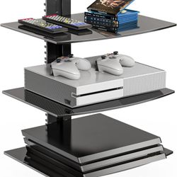 
WALI Floating Entertainment Center Shelves, Holds Up to 17.6lbs, TV Shelf with Strengthened Tempered Glasses for DVD Players, Cable Boxes