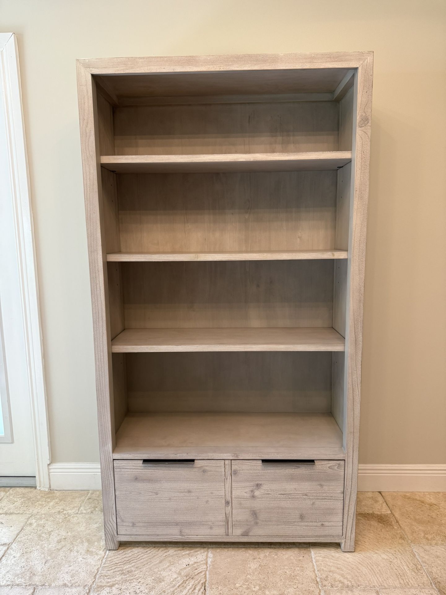 Restoration Hardware Laguna Whitewashed natural bookcase, shelf. RH