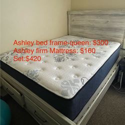 Ashley queen platform bed with two storage drawer