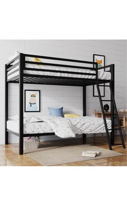 Black Metal Twin Over Twin Bunk Bed