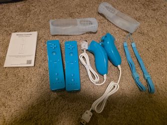 Blue Wii Remote and Nunchuk Controller Set