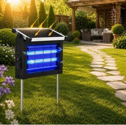 Brand new in box Solar Bug Zapper Outdoor, 4500V Mosquito Zapper Lamp With USB-C & Solar Charging, Auto Sensor, Hanging Hook, Stand & Ground Stake Ins