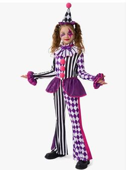 Girls Purple and Black Clown Costume Size M