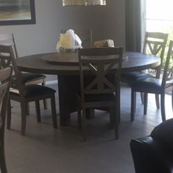 7 Chairs Round Table With Lazy Suzy 