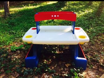 Wooden Desk for home schooling preschool kids with 2 chairs great condition