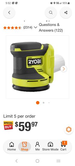 Ryobi 18v One+ 5" Cordless Orbital Sander