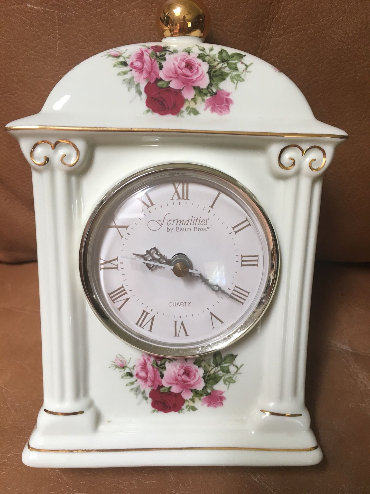 New Formalities- Baum Brothers- 8 inch China mantel clock