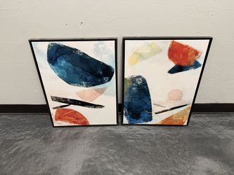 Set of 2 Framed Abstract Wall Art Prints