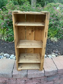 Vintage Primitive Wooden Crate Box with Dividers for a Shelving Unit