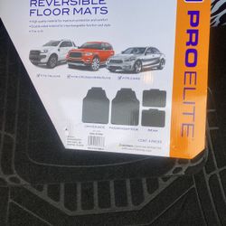 New Reversible Floor, Mats Carpet And Rubber And Black Fits Trucks, Suvs And Cars