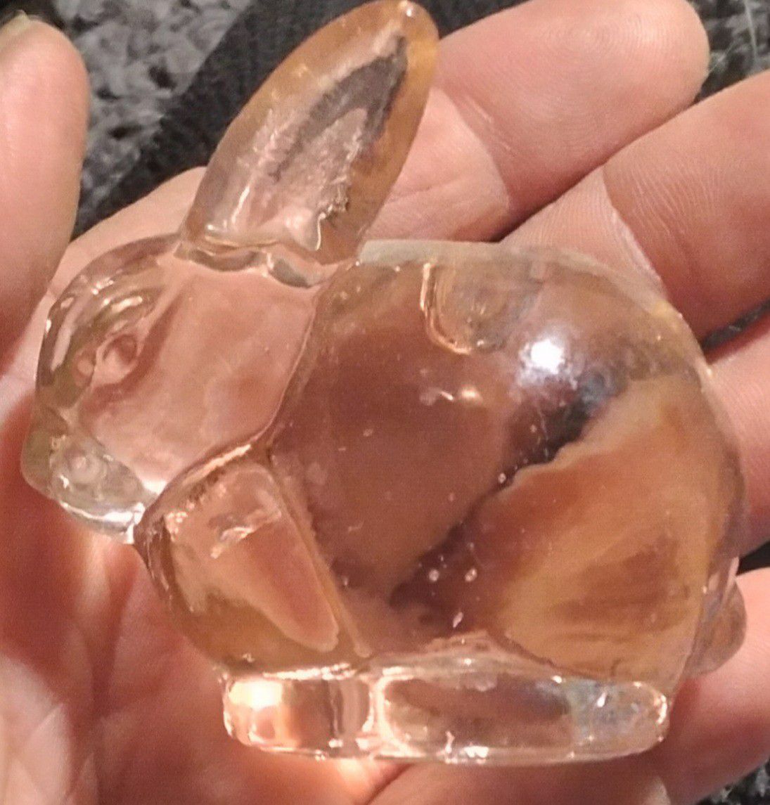 2 Vintage Pink Glass Rabbit Candelstick Holders