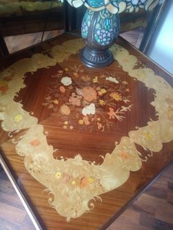 Italian Inlaid Wood Marquetry card table . opens to a roulette table . when not in use display as a regular beautyful table